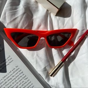 Highlighter Orange and Gold Cat Eye Sunglasses